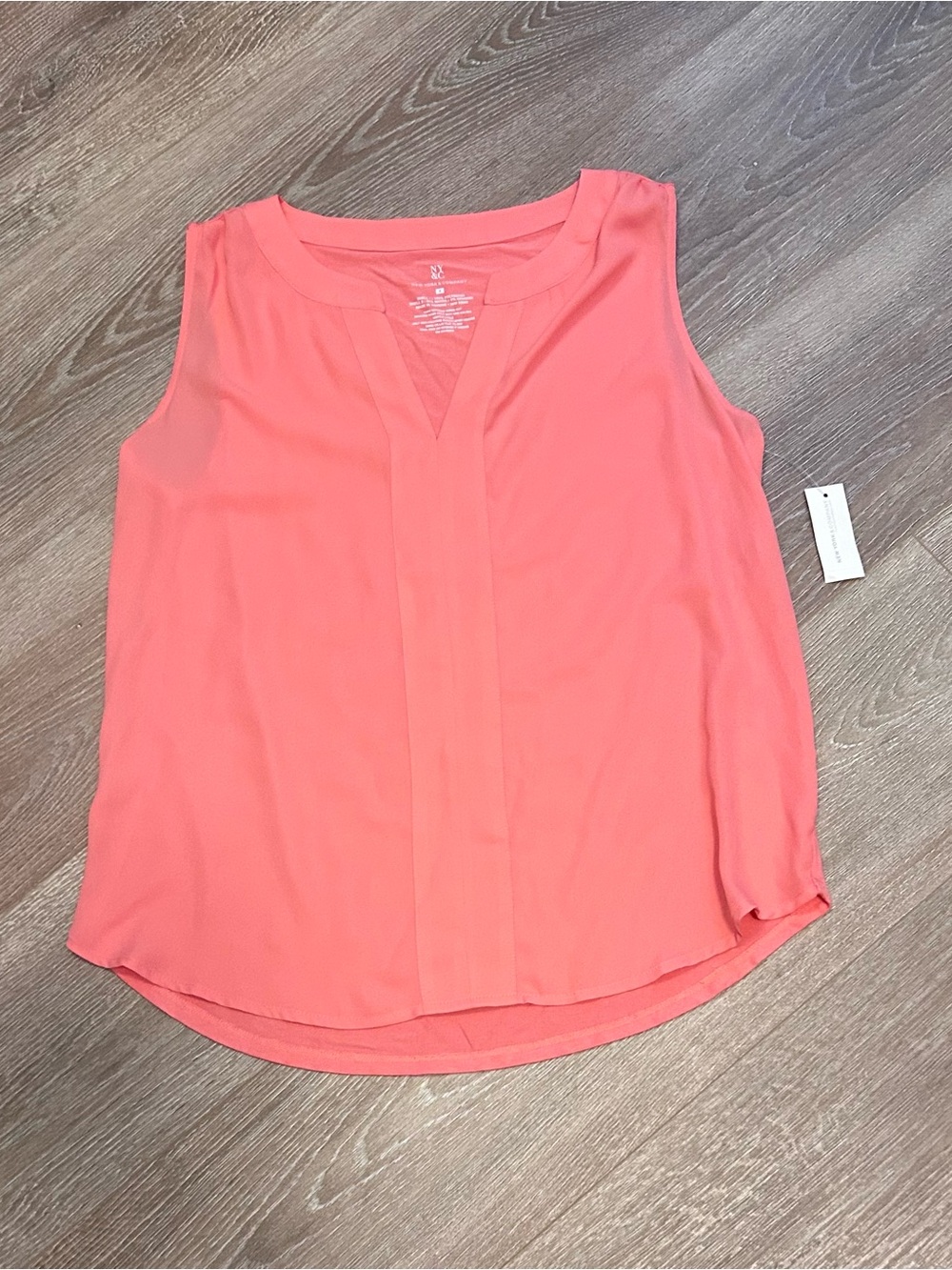 New York & Company Coral Sleeveless V-Notch Blouse